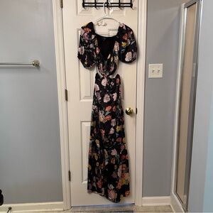Vici Black Floral Midi Dress